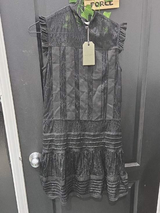 All Saints Dresses & Skirts - AllSaints Black Lace Tiered Midi Dress with Ruffle Shoulders